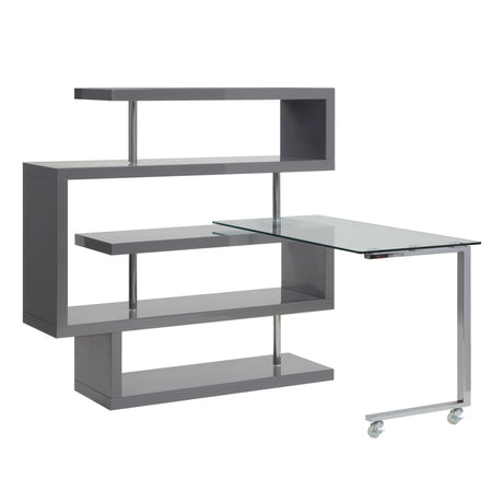Buck II Swivel Writing Desk with Bookshelf