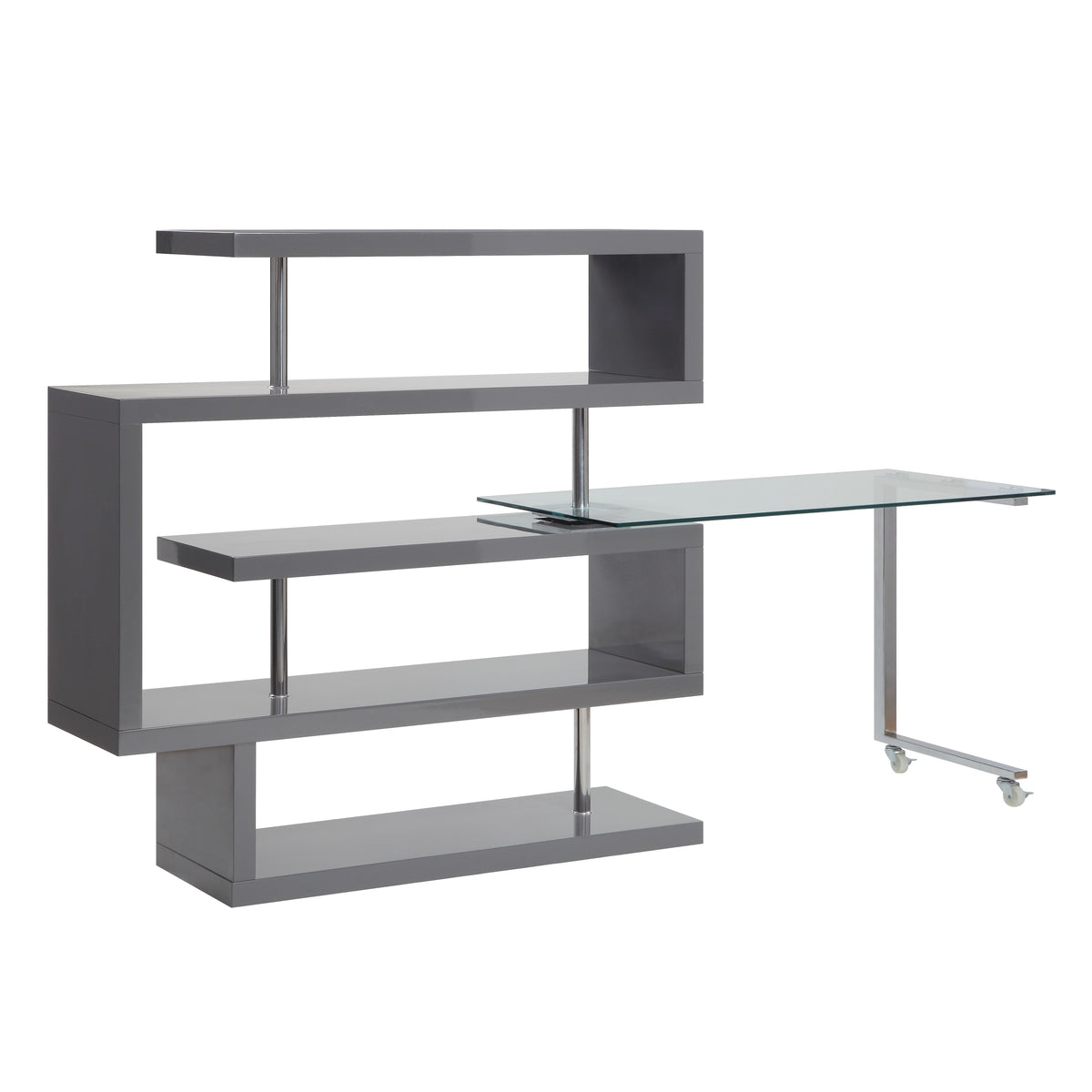 Buck II Swivel Writing Desk with Bookshelf