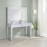 Umbridge Hollywood Vanity Set with LED Bulb Mirror & Stool - Mirrored Chrome with Glass Top Drawers – view 1