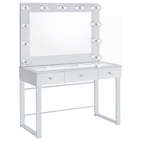 Umbridge Hollywood Vanity Set with LED Bulb Mirror & Stool - Vanity Table + Lighted Mirror