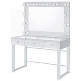 Umbridge Hollywood Vanity Set with LED Bulb Mirror & Stool - Mirrored Chrome with Glass Top Drawers – view 6