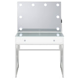 Eliza Makeup Vanity Set with Lighted Mirror & Stool - White with Chrome Accents – view 5