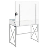 Eliza Makeup Vanity Set with Lighted Mirror & Stool - White with Chrome Accents – view 7