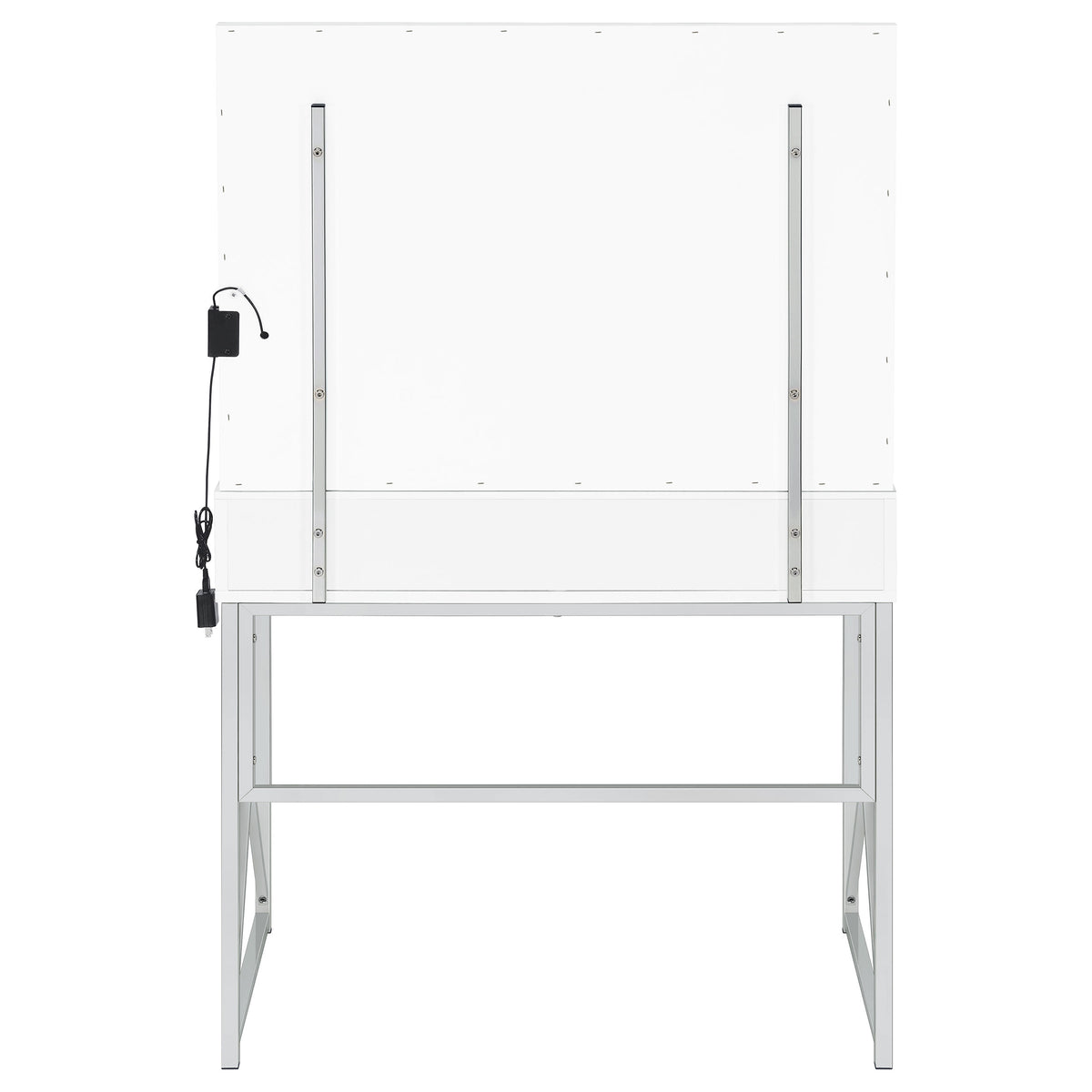 Eliza Makeup Vanity Set with Lighted Mirror & Stool - White with Chrome Accents – view 8