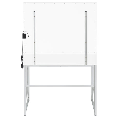 Eliza Makeup Vanity Set with Lighted Mirror & Stool - White with Chrome Accents – view 8