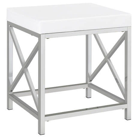 Eliza Makeup Vanity Set with Lighted Mirror & Stool - White with Chrome Accents – view 10