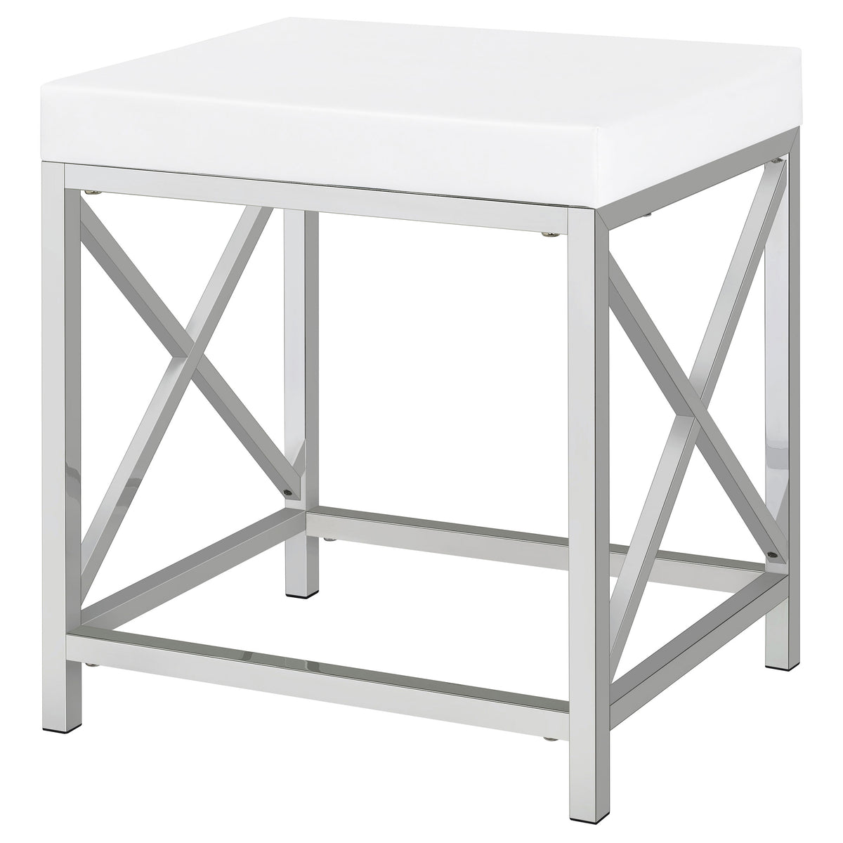 Eliza Makeup Vanity Set with Lighted Mirror & Stool - White with Chrome Accents – view 12