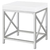 Eliza Makeup Vanity Set with Lighted Mirror & Stool - White with Chrome Accents – view 12