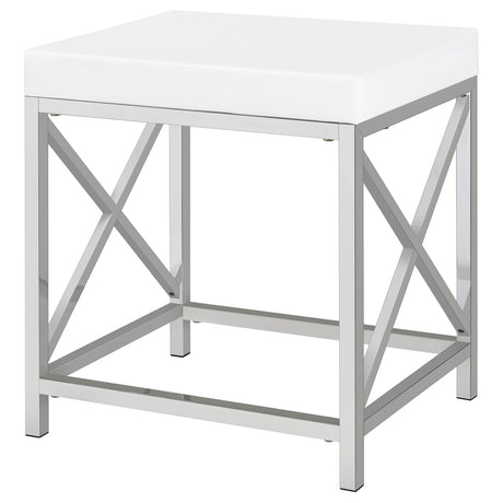 Eliza Makeup Vanity Set with Lighted Mirror & Stool - White with Chrome Accents – view 12