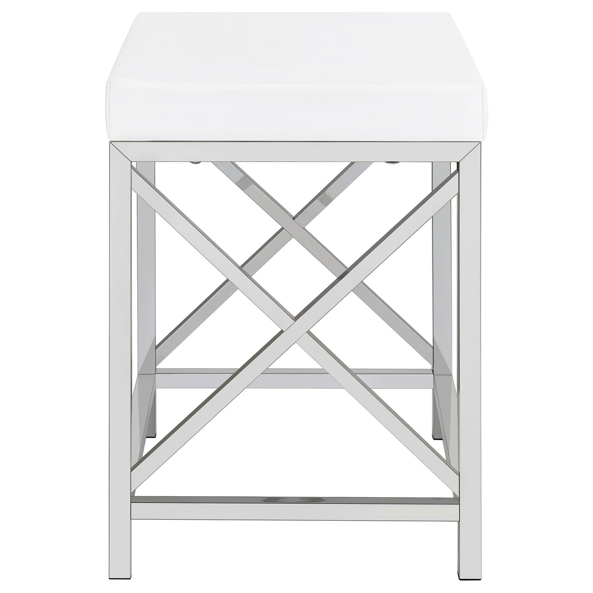 Eliza Makeup Vanity Set with Lighted Mirror & Stool - White with Chrome Accents – view 13