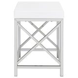 Eliza Makeup Vanity Set with Lighted Mirror & Stool - White with Chrome Accents – view 13