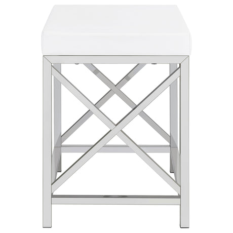 Eliza Makeup Vanity Set with Lighted Mirror & Stool - White with Chrome Accents – view 13