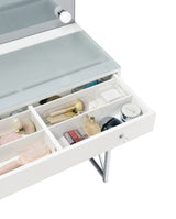 Eliza Makeup Vanity Set with Lighted Mirror & Stool - White with Chrome Accents – view 14