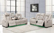 Profile view of FOAK three-seat upholstered sofa showing clean-line design.