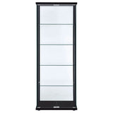 Delphinium Glass Curio Cabinet - 4 Clear Glass Shelves & Chrome Hardware in Black – view 3