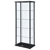 Delphinium Glass Curio Cabinet - 4 Clear Glass Shelves & Chrome Hardware in Black – view 4
