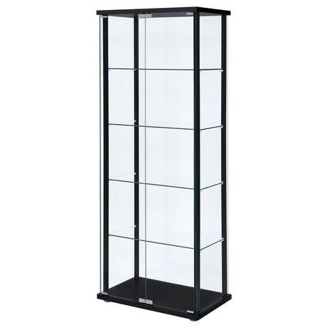 Delphinium Glass Curio Cabinet - 4 Clear Glass Shelves & Chrome Hardware in Black – view 4