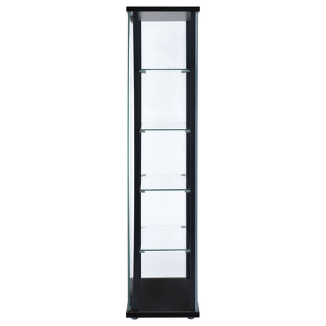 Delphinium Glass Curio Cabinet - 4 Clear Glass Shelves & Chrome Hardware in Black – view 5