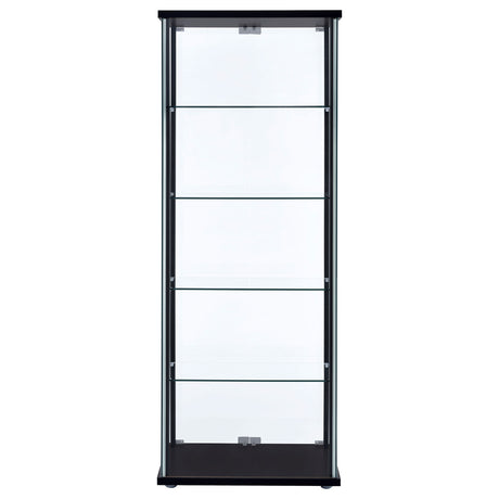 Delphinium Glass Curio Cabinet - 4 Clear Glass Shelves & Chrome Hardware in Black – view 6