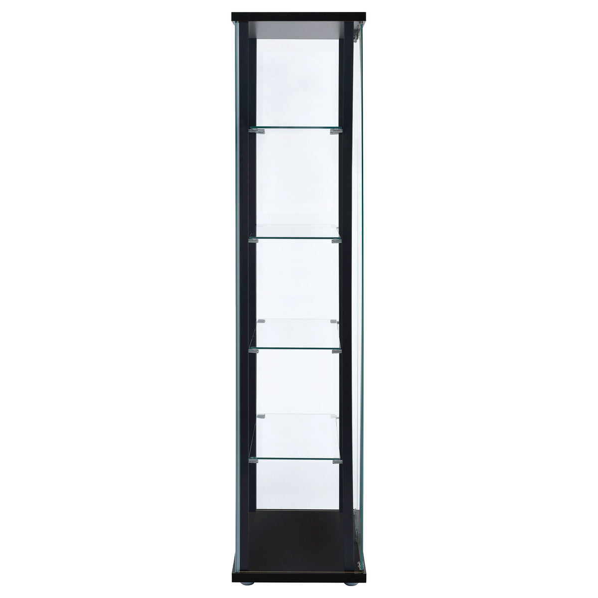 Delphinium Glass Curio Cabinet - 4 Clear Glass Shelves & Chrome Hardware in Black – view 7