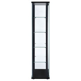 Delphinium Glass Curio Cabinet - 4 Clear Glass Shelves & Chrome Hardware in Black – view 7