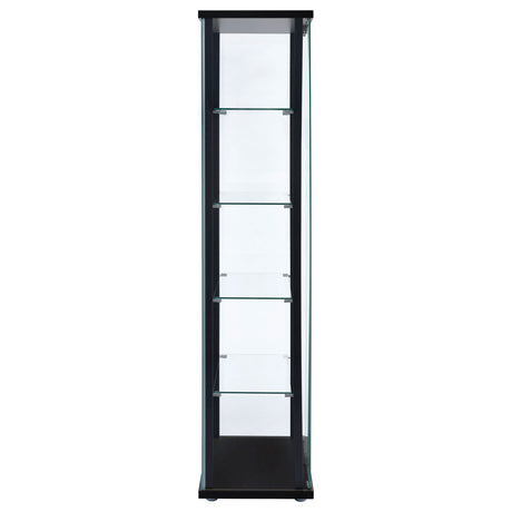 Delphinium Glass Curio Cabinet - 4 Clear Glass Shelves & Chrome Hardware in Black – view 7
