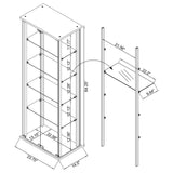 Delphinium Glass Curio Cabinet - 4 Clear Glass Shelves & Chrome Hardware in Black – view 11