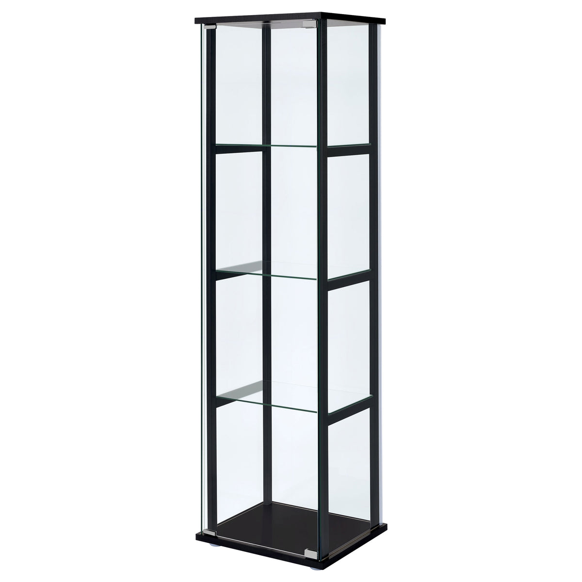 Cyclamen 4-Shelf Glass Curio Display Cabinet - Slim Black Frame with Push-to-Open Door – view 4