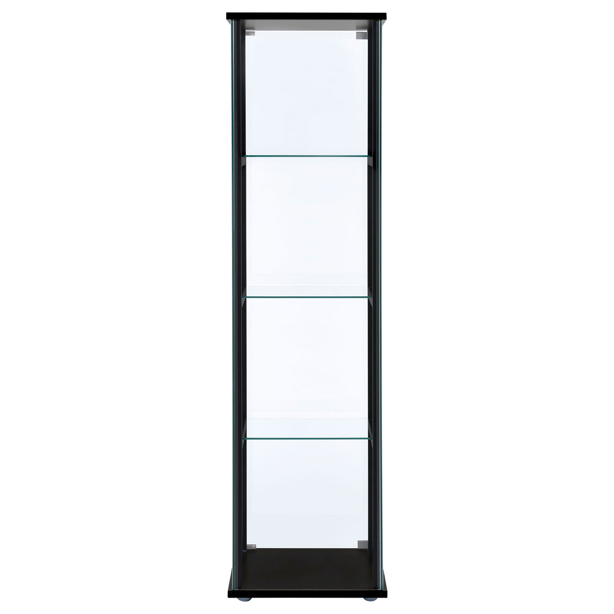 Cyclamen 4-Shelf Glass Curio Display Cabinet - Slim Black Frame with Push-to-Open Door – view 6
