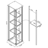 Cyclamen 4-Shelf Glass Curio Display Cabinet - Slim Black Frame with Push-to-Open Door – view 11