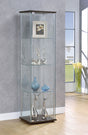 Bellatrix Glass Curio Cabinet - 3 Glass Shelves with Chrome Frame & Cappuccino Top and Base – view 1