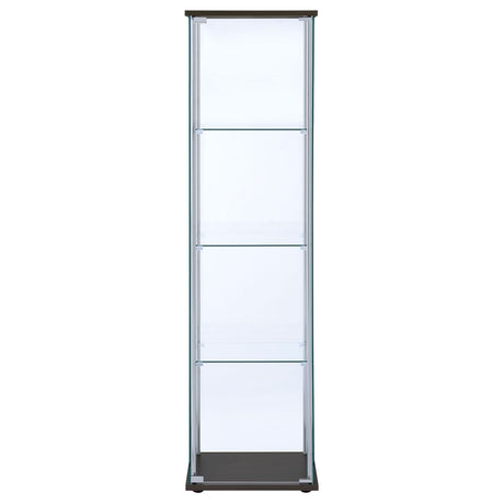 Bellatrix Glass Curio Cabinet - 3 Glass Shelves with Chrome Frame & Cappuccino Top and Base – view 3