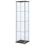 Bellatrix Glass Curio Cabinet - 3 Glass Shelves with Chrome Frame & Cappuccino Top and Base – view 4