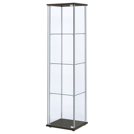 Bellatrix Glass Curio Cabinet - 3 Glass Shelves with Chrome Frame & Cappuccino Top and Base – view 4