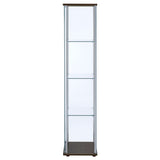 Bellatrix Glass Curio Cabinet - 3 Glass Shelves with Chrome Frame & Cappuccino Top and Base – view 5