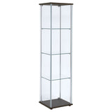 Bellatrix Glass Curio Cabinet - 3 Glass Shelves with Chrome Frame & Cappuccino Top and Base – view 6