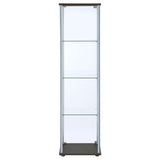 Bellatrix Glass Curio Cabinet - 3 Glass Shelves with Chrome Frame & Cappuccino Top and Base – view 7
