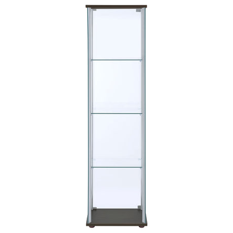 Bellatrix Glass Curio Cabinet - 3 Glass Shelves with Chrome Frame & Cappuccino Top and Base – view 7