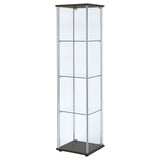 Bellatrix Glass Curio Cabinet - 3 Glass Shelves with Chrome Frame & Cappuccino Top and Base – view 8