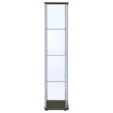 Bellatrix Glass Curio Cabinet - 3 Glass Shelves with Chrome Frame & Cappuccino Top and Base – view 9