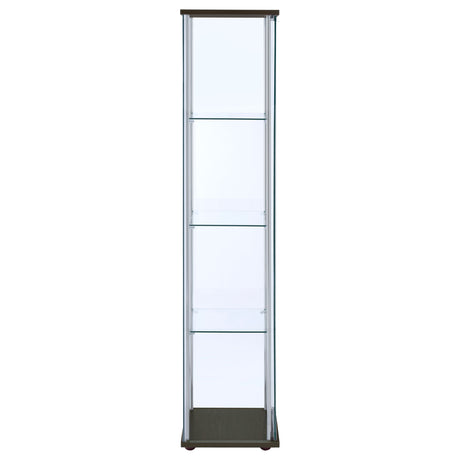 Bellatrix Glass Curio Cabinet - 3 Glass Shelves with Chrome Frame & Cappuccino Top and Base – view 9
