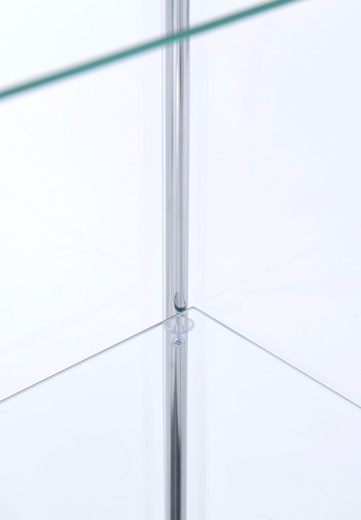 Bellatrix Glass Curio Cabinet - 3 Glass Shelves with Chrome Frame & Cappuccino Top and Base – view 11