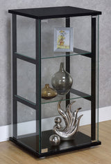 Cyclamen 3-Shelf Glass Curio Cabinet - Compact Black Display Case with Push-to-Open Door – view 1