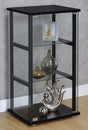 Cyclamen 3-Shelf Glass Curio Cabinet - Compact Black Display Case with Push-to-Open Door – view 1