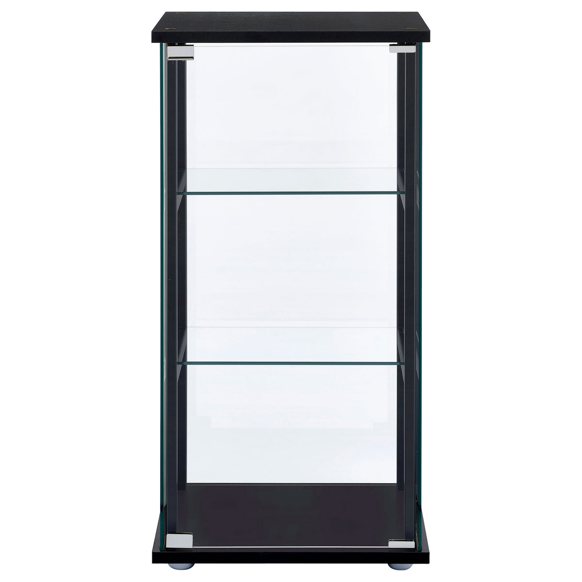 Cyclamen 3-Shelf Glass Curio Cabinet - Compact Black Display Case with Push-to-Open Door – view 3