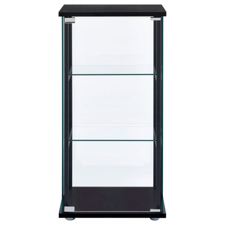 Cyclamen 3-Shelf Glass Curio Cabinet - Compact Black Display Case with Push-to-Open Door – view 3