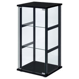 Cyclamen 3-Shelf Glass Curio Cabinet - Compact Black Display Case with Push-to-Open Door – view 4