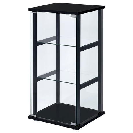 Cyclamen 3-Shelf Glass Curio Cabinet - Compact Black Display Case with Push-to-Open Door – view 4