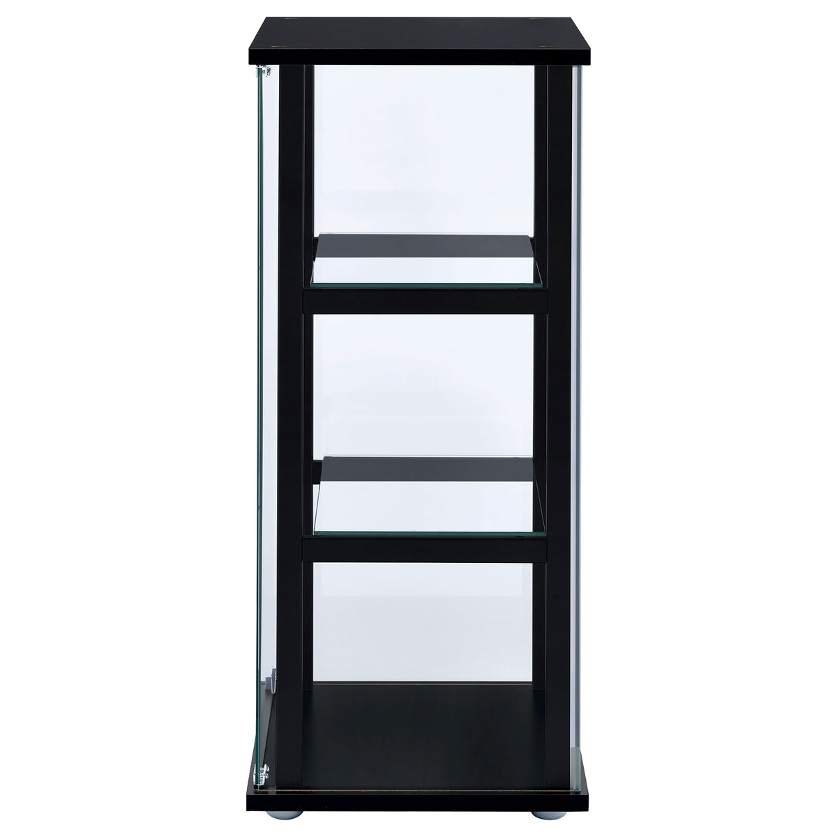 Cyclamen 3-Shelf Glass Curio Cabinet - Compact Black Display Case with Push-to-Open Door – view 5