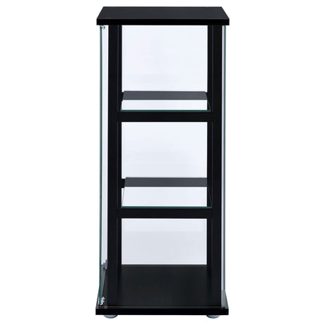 Cyclamen 3-Shelf Glass Curio Cabinet - Compact Black Display Case with Push-to-Open Door – view 5